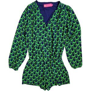 ❤️Macbeth Collection by Margaret Josephs Long Sleeve Retro V Neck Romper